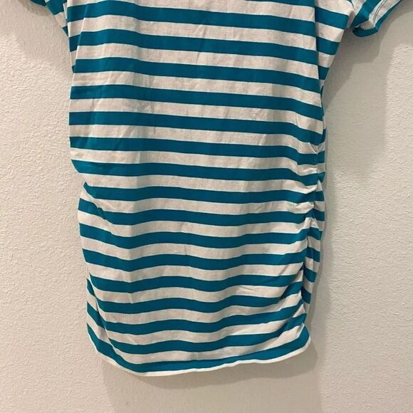 Michael Kors Blue and White Ruched Top Size Large - Picture 3 of 6